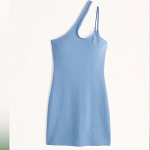 NWOT ABERCROMBIE Fitch Asymmetrical One Shoulder Ponte Mini Dress Blue XS P